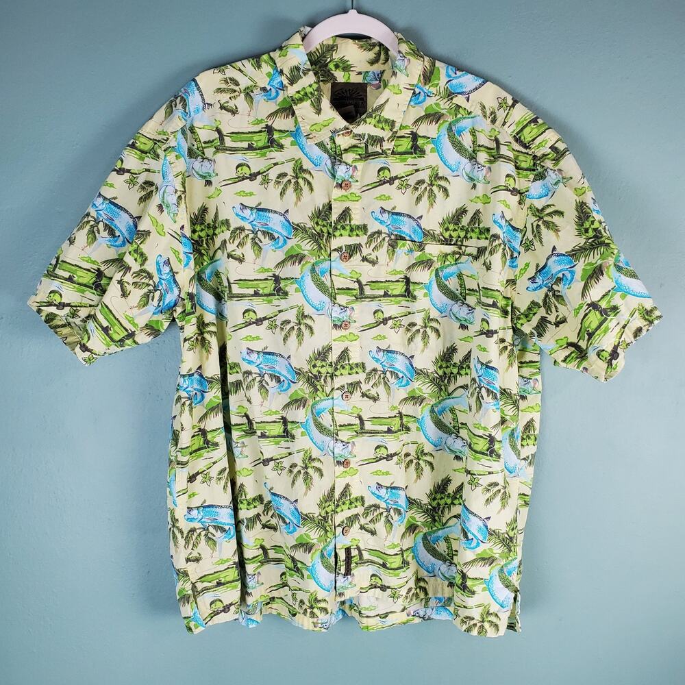 Flyshacker Men's Fishing Button Up Short Sleeve Shirt Size XX-LRG